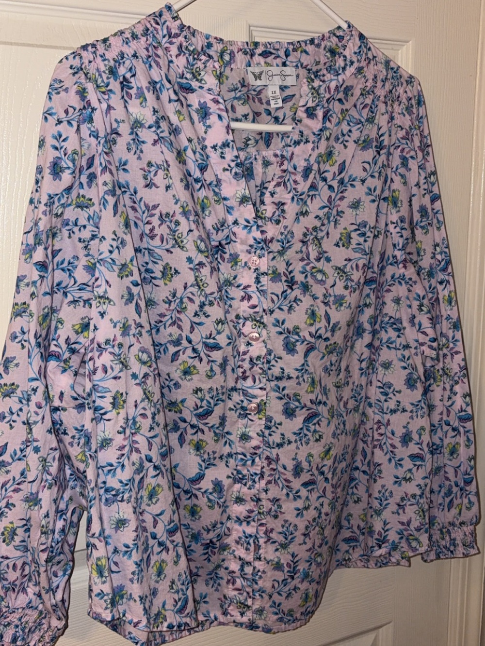 Jessica Simpson Lavender Floral Button-Front Blouse